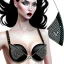 Placeholder: black hair lady bra with diamonds and arrow