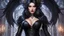 Placeholder: winter, (1Elvira) mistress of the dark, (medium full shot), black dress, detailed gorgeous face, colorful, artstation, studio photo, smooth, extremely sharp detail, finely tuned detail, ultra high definition, unreal engine 5, ultra sharp focus, art by artgerm mary dimova, jim lee, greg rutkowski and alphonse mucha