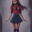 Placeholder: Jenna ortega with school uniform, seifuku, pleated miniskirt, overknee socks, painted by artgerm and tom bagshaw, fantasy art, dramatic lighting, highly detailed oil painting, volumetric lighting