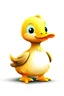 Placeholder: art for one cute duck , white background, full body, cartoon style, no shadows. -