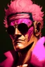 Placeholder: A portrait of Doflamingo, from One Piece anime; Caravaggio style