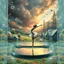 Placeholder: Dynamic cifi country side ,hypnotic of 3D structures Symmetry twisting and morphing between cifi plants , cifi flowers and metal geometric 3d structures buildings ,cifi cars, and an open cifi stage with a beautiful lady dancer in stage,a future pretty lady singer presenting in a big tv screen her art performance in it,smooth translucent iridescent glass with inner glow and bubbles, varied transparent materials, stormy skies, intense dramatic a very beautiful lady gymnast is playing best of her g