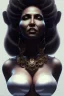 Placeholder: Pam Grier as evil queen in black leather, leather, busty, cleavage, angry, stern look. character design by cory loftis, fenghua zhong, ryohei hase, ismail inceoglu and ruan jia. unreal engine 5, artistic lighting, highly detailed, photorealistic, fantasy.