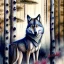 Placeholder: A mesmerizing painting that showcases the captivating beauty of a wolf. The wolf's body is intricately detailed, with its fur rendered in a myriad of textures and shades. At the center of the wolf's body, a stunning watercolor landscape unfolds, capturing the serene atmosphere of a foggy forest. Towering pine trees rise above the mist, their branches delicately outlined against the soft, green sky. A silhouette of a deer stands at the forest's base, gazing intently into the distance. The predomi
