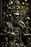 Placeholder: Artistic photo in the audacious style of Jill Greenberg, of man with a luxurious and striking style, abundance of jewelry, oversized square one-piece sunglasses,black beard, prints, extravagant, baroque scene , impasto style with thick textured strokes