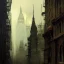 Placeholder: Belvedere, Gotham city,Neogothic architecture, by Jeremy mann, point perspective,intricate detailed, strong lines, John atkinson Grimshaw,pipes, chimneys