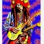 Placeholder: hippie JIMI HENDRIX Santa playing electric guitar, psychedelic, peace sign, MUSHROOMS, TRIPPY, ACID, LSD, dreadlocks