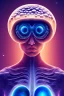 Placeholder: real human with mushroom head, meditating, universe, symmetry,