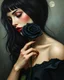 Placeholder: painting of a black hair woman holding a black rose , surrealist painting, surrealist artwork, emotional bsurrealist art, abstract surrealist, a surrealist painting, surrealist art , abstract surrealism, abstract surrealism masterpiece, surreal painting, contemporary surrealism, magically shaped surrealism
