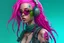 Placeholder: mermaid cyberpunk some fish scales on face pink hair dreadlock sunglasses entire body