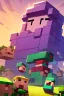 Placeholder: a portrait of a purple square face, Minecraft look, cute, farmer look, 2d, large pixel style