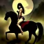 Placeholder: ultra detailed portrait of beautiful Vampirella Riding a black horse,wearing plate armor, extremely detailed digital painting, in the style of A.J. Manzanedo and FRANK FRAZETTA and Earl Norem and fenghua zhong and ruan jia and jeremy lipking and peter mohrbacher, mystical colors, rim light, beautiful lighting, 8 k, stunning scene, raytracing