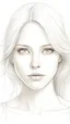 Placeholder: A beautiful face of woman all white skin, white eyes, white hair on a white background, pencil drawing style