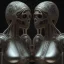 Placeholder: two viking girls kissing each other, hr giger, scary, steam punk, realistic, made in octane, cinematic, ultra-realistic, extremely detailed octane rendering, 8K, VRAY Super Real ar 2:3, dof photorealistic futuristic 50mm lens hard lighting dark gray tintype photograph, realistic lighting, sepia color