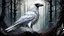 Placeholder: a white raven with prismatic feathers in a dark forest in the style of, gore, horror, eerie, dark fantasy; HDR, UHD, TXAA, Ralph Steadman, Seb Mckinnon, impressionism, dadaism, surrealism