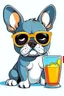 Placeholder: french bulldog in sunglasses drink cocktail cartoon