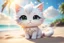 Placeholder: cute anime chibi cat on a tropical beach in sunshine Weight:1 heavenly sunshine beams divine bright soft focus holy in the clouds Weight:0.9