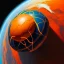 Placeholder: soccerball Outerspace carbon, earth orbit, volcano and stars, orange