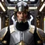 Placeholder: star wars bald male corellian pilot wearing pearlescent black and gunmetal grey First Order special forces heavy assault armor and helmet with gold trim inside the jedi temple, centered portrait, hyperdetailed, dynamic lighting, hyperdetailed background, 8k resolution, volumetric lighting, light skin, fully symmetric details