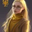 Placeholder: Girl with long wavy brown blond hair, yellow hawk eyes. Wears Hogwarts Hufflepuff uniform and sunglasses with a yellow clip.