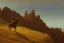 Placeholder: A lonely cowboy riding a horse on a cliff painted by Caspar David Friedrich