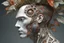 Placeholder: Complex 3d render ultra detailed of a handsome male porcelain profile face, biomechanical cyborg, analog, 150 mm lens, beautiful natural soft rim light, big leaves and stems, roots, fine foliage lace, colorful details, massai warrior, alexander mcqueen high fashion haute couture, pearl earring, art nouveau fashion embroidered, steampunk, intricate details, mesh wire, mandelbrot fractal, anatomical, facial muscles, cable wires, elegant, hyper realistic, ultra detailed, octane render