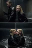 Placeholder: Margot Robbie and Georgia Henshaw tied up back-to-back in black leather, trapped in a flooding chamber as water comes up to their necks.