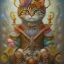 Placeholder: prompt, Fantasy harlequin cats by Louis Wain, by Catherine Abel, by Gediminas Pranckevicius, fantasy, oil on canvas, beautiful, high details, ultra detailed, crisp quality, colourful, high definition