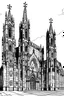 Placeholder: black and white colors only ; illustration of saint jacques cathedral in spain viewed from obradoiro squared; no background