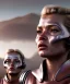 Placeholder: Ultra Realistic retro sci-fi movie scene, waist up view portrait, 5 clones blonde women, sweet young Kate moss face, perfect iris, glow eyes, face makeup. Mars and martians background, Retro sci-fi style, helmet, tight latex coat, fog, rain, soft color, highly detailed, unreal engine 5, ray tracing, RTX, lumen lighting, ultra detail, volumetric lighting, 3d, finely drawn, high definition, high resolution.