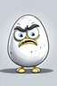 Placeholder: white egg character, very angry, early cartoon style, 1/4 turn