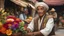 Placeholder: elderly male market trader selling all kinds of exotic flowers, showing his head and upper body, perfect eyes, perfect anatomy, exquisite composition, beautiful detailed intricate detailed octane render, 8k artistic photography, photorealistic, soft natural volumetric cinematic perfect light, chiaroscuro, award-winning photograph, masterpiece, raphael, caravaggio, bouguereau