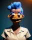 Placeholder: Waist up Portrait, hybrid character, waitress woman with monster muppet mask that covers her entire head, retro style, Sesame Street style, smooth, unreal engine 5, god lights, ray tracing, RTX, lumen lighting, ultra detail, volumetric lighting, 3d.