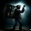 Placeholder: Undead rotting zombie (holding up a boombox over his head:1.9) like scene in movie "Say Anything", romantic gothic horror atmosphere, digital art, moody, dramatic, midnight zombie serenade