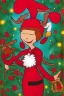 Placeholder: Portrait lady, full body shot, full-color medium shot style of Rudolph the red nosed reindeer tv special