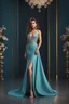 Placeholder: full body woman, from Russian Federation , elegant dress, elegant curled hair , 19 years old ,earring, nice make up,8k, Candid avant garde portrait, charming woman, wearing Lovely Flower Diamond Pendant, octane render 3d, plastic material