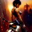 Placeholder: portrait beautiful face 'Adult Alita Riding Shotaro Kaneda's Bike',busty,ancient metal armor balanciaga fashion clothe painting by gaston bussiere, greg rutkowski, yoji shinkawa, yoshitaka amano, tsutomu nihei, donato giancola, tim hildebrandt, oil on canvas, cinematic composition, extreme detail,fit full head inside picture,16k