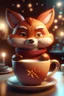 Placeholder: Cute fox holding cappuccino, Christmas atmosphere, finely detailed, 8k