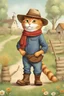 Placeholder: Puss in Boots without boots and with a farmer's hat