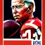 Placeholder: Full view Joe Biden as a football player trading card packet helmet, NFL logo, fleer 1975