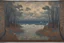 Placeholder: Charles Angrand HD tufting tapestry trompe-oil stormy forest shores islands, in empty room