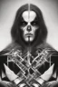 Placeholder: Geometric portrait of a man with black metal facepaint , looking like Abbath from Immortal