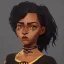 Placeholder: Portrait of a sweet dark skinned 10 year old girl witch with black curly hair