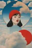 Placeholder: minimal,psycho art,cloud in blue sky, a red lip, collage art, shuji terayama, dreamy objects, surreal, criterion collection, showa era, intricate details, mirror