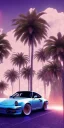 Placeholder: 1980's aesthetic vaporwave palm trees and spheres and Porsche with lightning