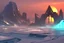 Placeholder: Buildings, ice, sci-fi, epic, sunset