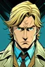 Placeholder: Detective, looking serious, with blond hair in a comic style