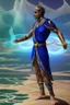 Placeholder: [ancien Egypt, real photography] Clad in a robe of deep cobalt blue, Akkiru's attire seemed to meld seamlessly with the boundless expanse around him. The fabric, adorned with motifs that echoed the rhythmic dance of waves, flowed gracefully in the wind. As he gripped the ship's ornate railing, his fingers - calloused by the duties of leadership - clung with a practiced firmness, a testament to his unwavering grip on the helm of his people's destiny.