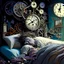 Placeholder: A drug-addicted individual is illustrated lying in bed, surrounded by old clockwork machinery and gears. As they drift off into their fantasy, the clocks come alive, each one representing a different realm of their imagination. The hands of the clocks spin backward, accelerating time, and whisking the person away to their magical dreamscape.