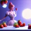 Placeholder: pixar style, realistic painting of a women in dress and a jar jam in kitchen,volumetric blue sky environment and flying strawberries in the background, volumetric lighting,dramatic lighting, detailed digital painting, extreme dense and fine fur, anime, ornate, colour-washed colors, elegant, small minutiae, tiny features, particulars, centered, smooth, sharp focus, renderman gofur render, 8k, uhd, detailed eyes, realistic shaded volumetric lighting,caustics,backlight